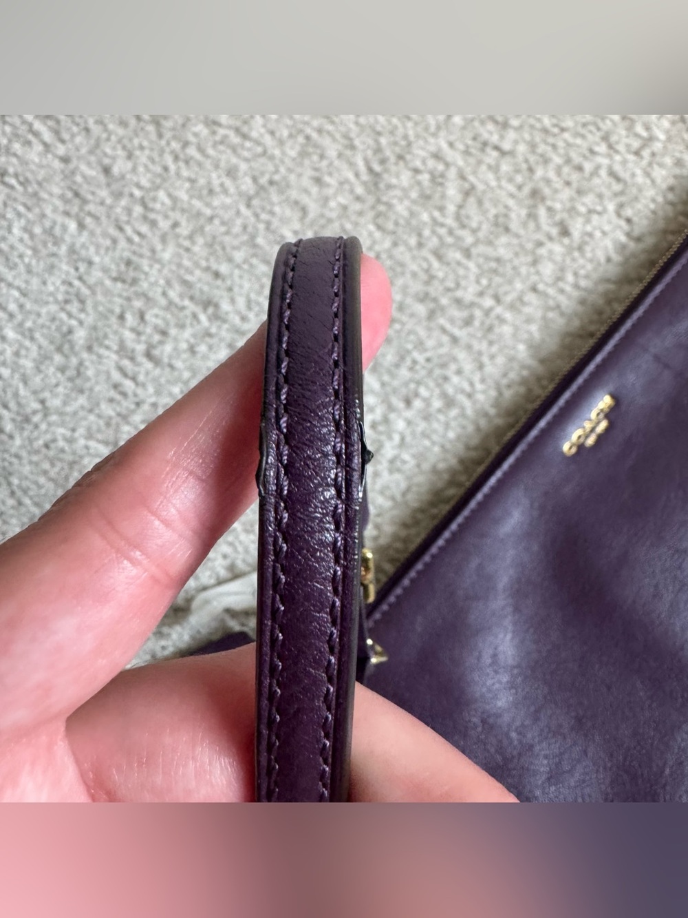 Coach Purple Leather Wristlet Clutch Slim Tablet Travel Wallet Zip Closure - Picture 13 of 13
